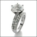 Matching Set 3 Ct . Round Cubic Zirconia Center Engagement Ring with Wedding Band 14k W Gold