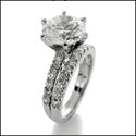 Matching Set 3 Ct . Round Cubic Zirconia Center Engagement Ring with Wedding Band 14k W Gold