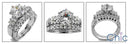 Matching Set 2 Ct Round Center Share Prongs Cubic Zirconia Cz Ring