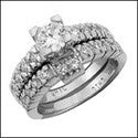 Matching Set 0.7 Round Center Fitted Prong Cubic Zirconia Cz Ring