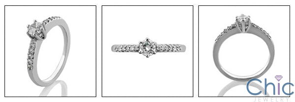 Engagement 0.30 Round Center Pave Cubic Zirconia Cz Ring