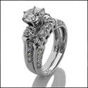 Matching Set 2.35 Ct Round Wedding Cubic Zirconia Cz Ring