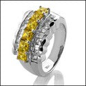 Anniversary Canary Princess diamond Baguette CZ Cubic Zirconia Cz Ring