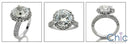 Engagement 4 Ct Round Stone Pave Halo Cubic Zirconia Cz Ring