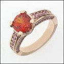 Fine Jewelry 1.5 Orange Center Rosae Gold Ct Pink Pave Cubic Zirconia Cz Ring