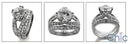 Matching Set 1.75 Round Center Double Pave Cubic Zirconia Cz Ring