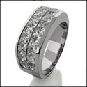 Mens 6.6 TCW Princess Invisible Set Cubic Zirconia CZ Wedding Band
