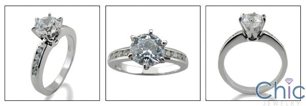Engagement 1.25 Brilliant Tiffany 6 Prong Channel Cubic Zirconia 14k White Gold Ring