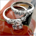 Matching Engagement Ring Set 2 Ct Round Cubic Zirconia 14K White Gold