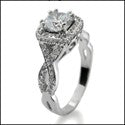 Engagement 1.25 Cushion halo Cubic Zirconia Cz Ring