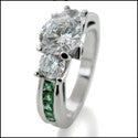 Anniversary Round 3 Stone emerald green Princess Cubic Zirconia Cz Ring