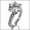 Engagement 3 Ct Round Tiffany Style Cubic Zirconia Cz Ring