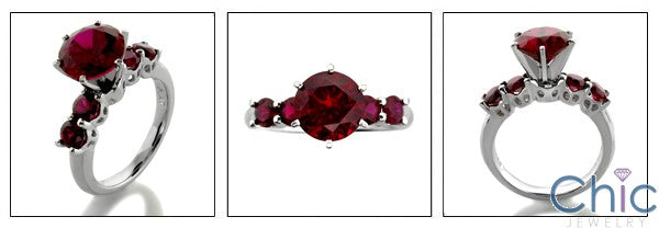 Engagement Round Ruby 2 Ct Center Cubic Zirconia Cz Ring