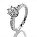 Engagement Half Ct Round Center Crown Prongs Cubic Zirconia Cz Ring