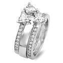 Triangle CZ 1.5 Carat Engagement Wedding Ring Set