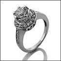 Estate Round 0.70 Ct Pave Halo Cubic Zirconia Cz Ring