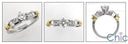 .75 Round Center Finest Quality Cubic Zirconia Two Tone Bars 14K Gold Engagement Ring