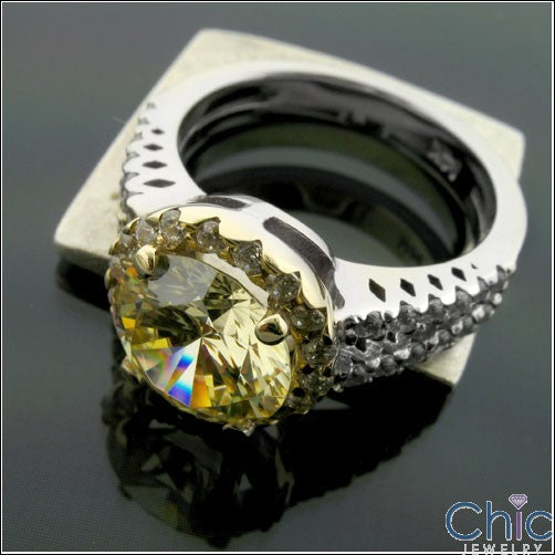 Anniversary 2.5 Canary Round Two Tone Cubic Zirconia Cz Ring