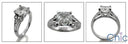 Cushion 2 Carat CZ Pave Set Sides Cubic Zirconia 14k White Gold Engagement Ring