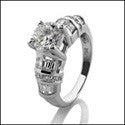 Engagement Round 1 Ct Center Channel Baguettes Cubic Zirconia Cz Ring