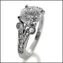 1.25 Round Cubic Zirconia Center Pave Cz 14k Gold Engagement Ring