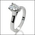 Solitaire .75 Pear Single Stone Cubic Zirconia 14K White Gold Ring