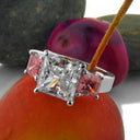3 Stone Princess Pink Cubic Zirconia Cz Ring