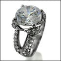 Estate 3 Ct Round Center Pave Cubic Zirconia Cz Ring