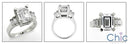 Cubic Zirconia  3 Carat Emerald Cut Step Baguette Channel 14K White Gold Ring