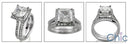 Matching Set Princess Center Pave Cubic Zirconia Cz Ring