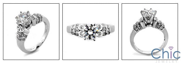 Engagement Highandset 1 Ct Round Center Channel Cubic Zirconia Cz Ring