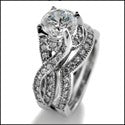 Matching Set 1.25 Ct Round Center Fitted Pave Wedding Cubic Zirconia Cz Ring