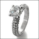 Engagement 1. Ct Center Round 4 Rows Pave Cubic Zirconia Cz Ring