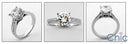 Engagement  Ring Cubic Zirconia 2 Carat Round Center Pave Band 14 K White Gold