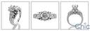 Engagement 1 Ct Round Center Channel Princess Bezel Cubic Zirconia Cz Ring