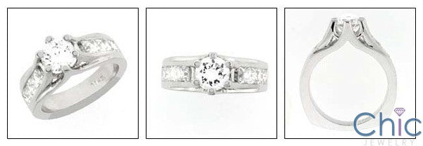 Engagement Round 1 Ct Diaomond CZ Ct Channel Princess Cubic Zirconia Cz Ring