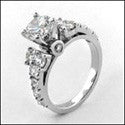 Engagement 1 Ct Round Center Stone 4 Prong Cubic Zirconia Cz Ring