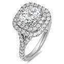 Tiffany Soleste Style 2 Carat Rounded Cushion Cubic Zirconia Halo Platinum Engagement Ring