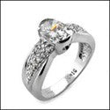 Anniversary 1.5 Oval Half Bezel Cubic Zirconia Cz Ring