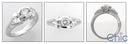 3 Stone Half Bezel Cubic Zirconia 14K White Gold Ring