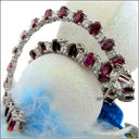 Cubic Zirconia Cz 34 TCW Ruby Oval Ct Round Diamond Necklace