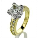 Engagement 1 Ct Princess in Prongs Two Tone Cubic Zirconia Cz Ring