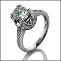 Estate Oval 1.5 Ct Pave set Prongs Ct Cubic Zirconia Cz Ring