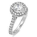 Engagement 1.5 Round Halo Pave Cubic Zirconia 14K White Gold Ring