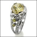 Anniversary Canary Round 2 Ct Center Cubic Zirconia Cz Ring