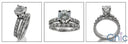 Matching Set 1.7 TCW Round Cubic Zirconia Tiffany Celebration Style 14K White gold Ring with Band