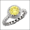 Engagement Round Canary CZ Center Eternity Cubic Zirconia Cz Ring