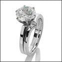 Matching Set 2 Ct Round Solitaire Plain Cubic Zirconia Cz Ring