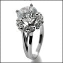 Engagement 2 Ct Brilliant Round in 4 Prong Halo Cubic Zirconia 14K White Gold Ring