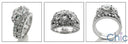 Matching Engagement Ring Set Round 1 Carat Center Cubic Zirconia Halo Pave 14K White Gold